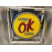 Original OK Used Cars Porcelain Button Sign with Neon 60 IN Diameter